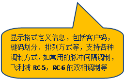 Բ�Ǿ��α�ע: ��ʾ��ʽ������Ϣ�������ͻ��룬���뻮�֡����з�ʽ�ȣ�֧�ָ��ֵ��Ʒ�ʽ���糣�õ����������ƣ�������RC-5��RC-6��˫����Ƶ�