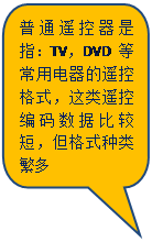 Բ�Ǿ��α�ע: ��ͨң������ָ��TV��DVD�ȳ��õ�����ң�ظ�ʽ������ң�ر������ݱȽ϶̣�����ʽ���෱��